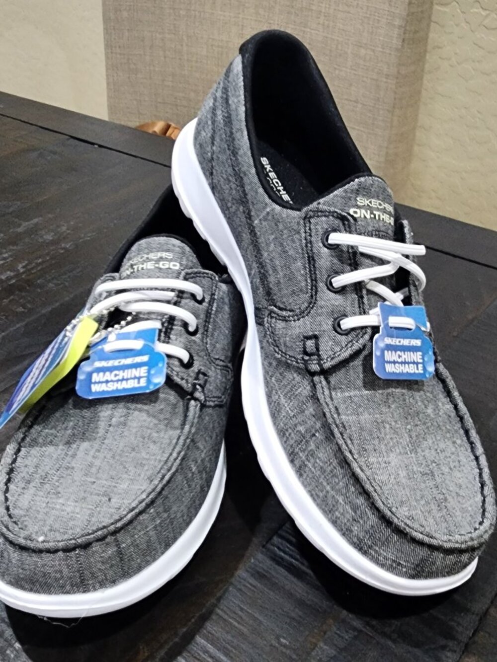 SKECHERS WOMEN'S ON-THE-GO FLEX RADIANT LINEN BOAT SHOE-SIZE 8-NO BOX